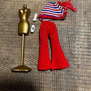 Topper Dawn doll clothes Lisa Fashions red white blue poncho red pants